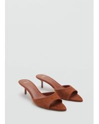 Mango - Sandali Pelle Tacco Kitten Arancione Tostato - Lyst