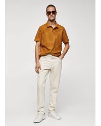 Mango - Printed Cotton Piqué Polo Shirt - Lyst
