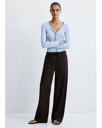 Mango - Ribbed Ruffle Cardigan - Lyst