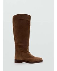 MANGO TEEN - Suede-Stitched Leather Boot - Lyst