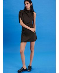 Mango - Asymmetric Side Ruched Dress - Lyst
