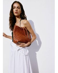 Mango - Braided Leather Shopper Bag - Lyst