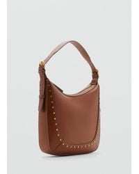 Mango - Borsa Da Spalla Borchie Marrone Medio - Lyst