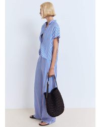 Mango - Stripe-Print Straight Trousers - Lyst