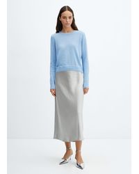 Mango - Round-neck Knitted Sweater Sky - Lyst