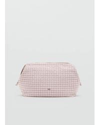Mango - Checked Cotton Wash Bag - Lyst