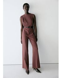 Mango - Straight-Fit Jumpsuit With Belt - Lyst