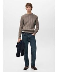 Mango - Structured Knitted Sweater - Lyst
