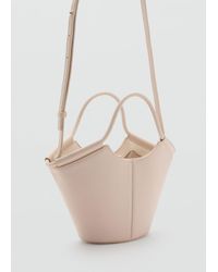 Mango - Mini Borsa A Tracolla Stile Shopper Bianco Sporco - Lyst