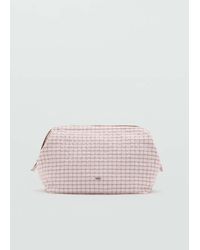 Mango - Checked Cotton Wash Bag - Lyst