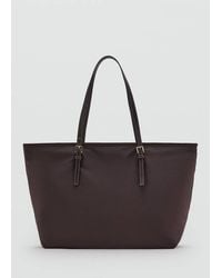 Mango - Borsa Shopper Dettaglio Fibbie Cioccolato - Lyst