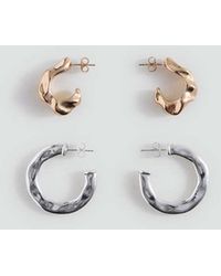 MANGO TEEN - Pack Of 2 Irregular Hoop Earrings - Lyst