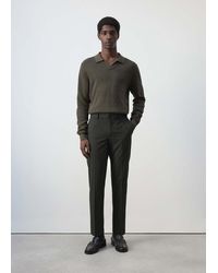 Mango - Pantaloni Bologna Cropped Slim-Fit Kaki - Lyst