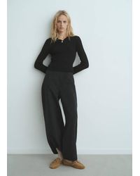 Mango - Ribbed Sweater With Jewel Button - Lyst