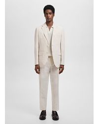 Mango - Slim-Fit Pleated Linen Trousers - Lyst