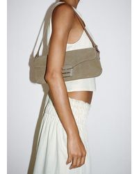 Mango - Borsa Spalla Crosta Di Cuoio Marrone Medio - Lyst