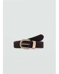 Mango - Suede Leather Belt Chocolate - Lyst