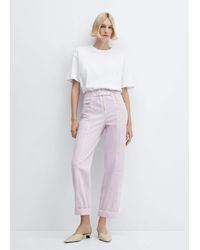 Mango - Slouchy Jeans With Elastic Waist Light/pastel - Lyst