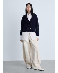 Mango - Veste Maille Double Boutonnage Bleu Marine Foncé - Lyst