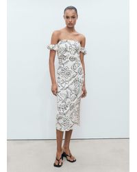 Mango - Strapless Floral Dress - Lyst