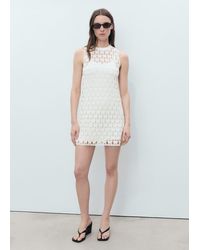 Mango - Vestito Corto Crochet Bianco Sporco - Lyst
