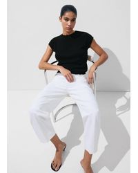 Mango - Short-Sleeved Knitted Cotton Sweater - Lyst