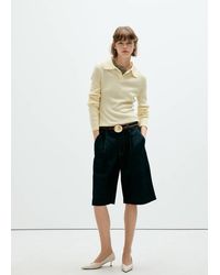 Mango - Textured Knit Polo Neck Sweater - Lyst