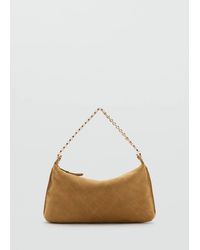 Mango - Borsa Spalla Crosta Di Cuoio Marrone Medio - Lyst