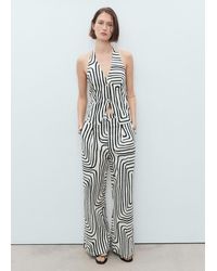 Mango - Geometric-Print Linen Trousers - Lyst