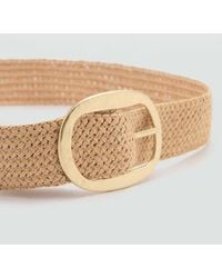 Mango - Natural Fibre Belt With Oval Buckle - Lyst