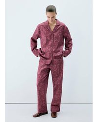 Mango - Printed Pyjama Shirt With Piping - Lyst