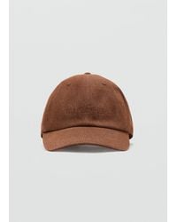 Mango - Casquette Coton Message Brodé Marron - Lyst