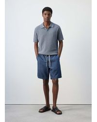 Mango - Cotton-Linen Bermuda Shorts With Drawstring - Lyst