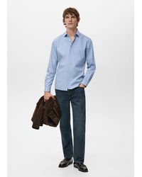 Mango - Regular Fit Striped Cotton Shirt - Lyst