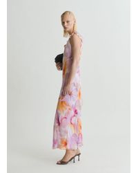 Mango - Floral Dress With Ruffle Detail - Lyst