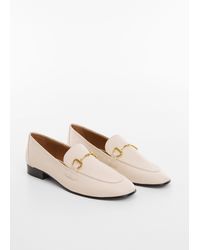Mango - Leather Moccasins With Metallic Detail - Lyst