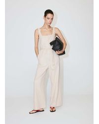 Mango - Top Lino Crop Con Cintura Sabbia - Lyst