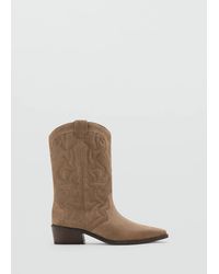MANGO TEEN - Cowboy Leather Boots With Embroidered Details - Lyst