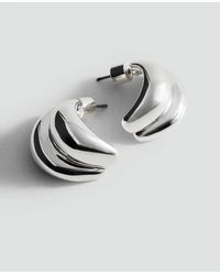 Mango - Embossed Semi-Hoop Earrings - Lyst