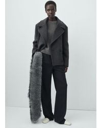 Mango - Manteau En Laine À Double Boutonnage Gris - Lyst