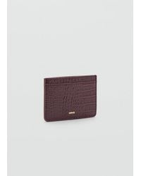 Mango - Porte-Cartes Effet Croco Brillant Bordeaux - Lyst