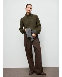 Mango - Perkins-Neck Sweater With Button - Lyst