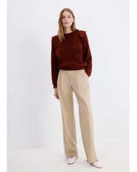 Mango - Openwork Knitted Sweater With Ruffles - Lyst