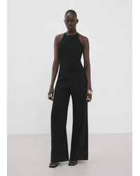 Mango - Open Back Halter Jumpsuit - Lyst