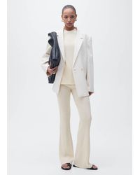 Mango - Flared Rib-Knit Trousers - Lyst