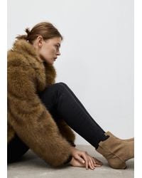 Mango - Suede Ankle Boot With Kitten Heel - Lyst