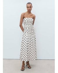 Mango - Polka-Dot Dress With Draped Body Off - Lyst