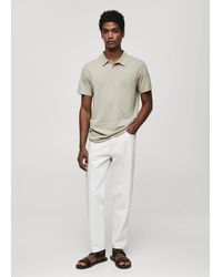 Mango - Slim-fit Textured Cotton Polo Shirt Pastel - Lyst