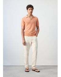 Mango - Cotton Polo Shirt With Microstructure - Lyst