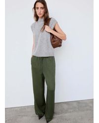 Mango - Textured Flowy Trousers - Lyst